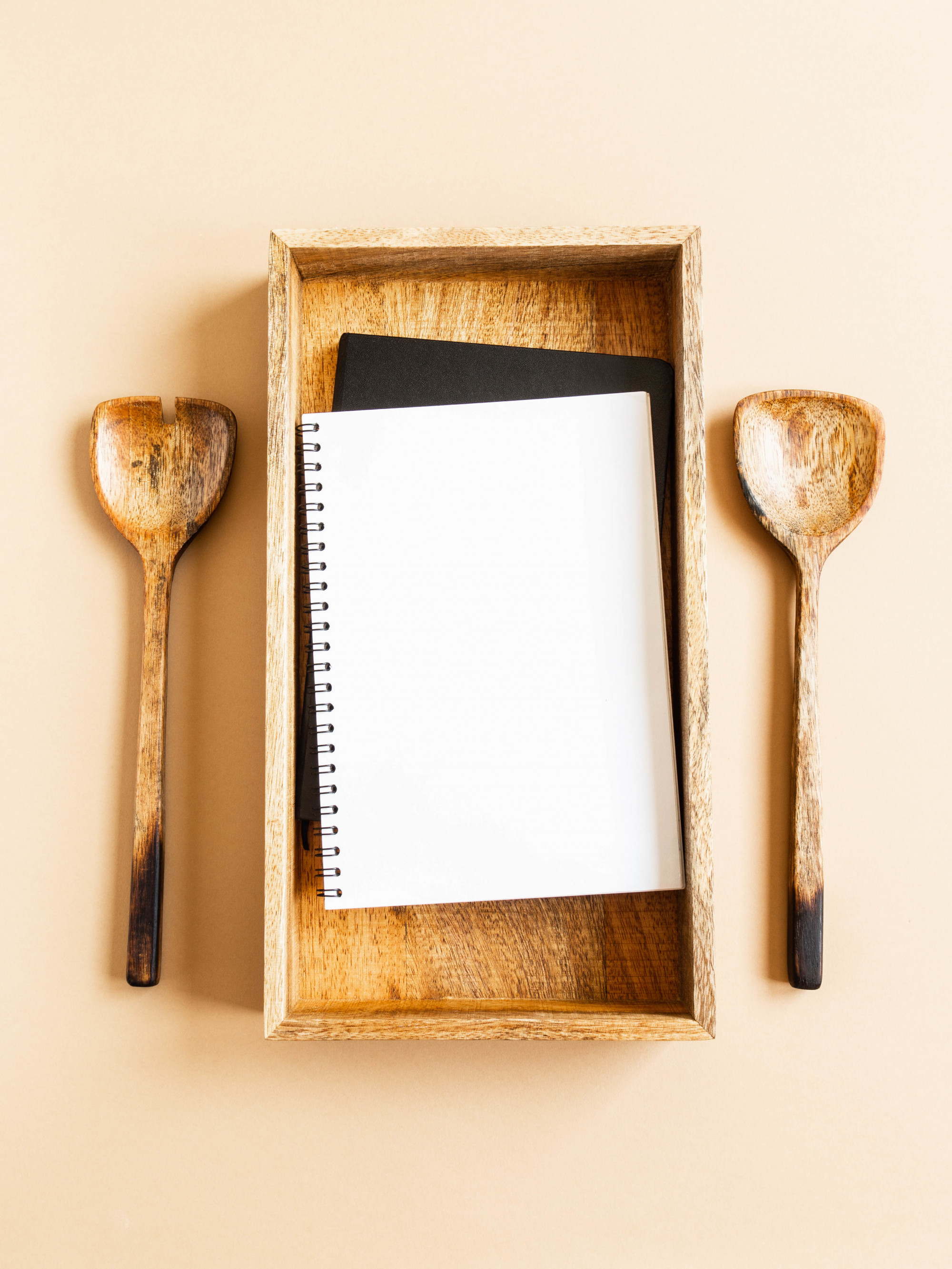 Subscription box with recipe cards and utensils